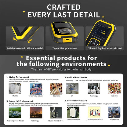 Geiger Counter Nuclear Radiation Detector with LCD Display & 5 Dosage Units – Portable Handheld Radiation Dosimeter for Beta Gamma X-Ray Detection, Rechargeable Radiation Monitor Meter | ShopVora CA
