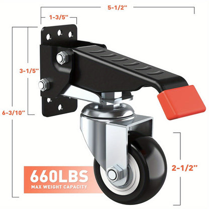 Heavy-Duty Workbench Caster Kit 4pcs with Extendable Retractable Casters for Workbench Machinery Tables – Easy Mobility & Locking Wheels for Workshop Garage