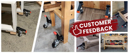 Heavy-Duty Workbench Caster Kit 4pcs with Extendable Retractable Casters for Workbench Machinery Tables – Easy Mobility & Locking Wheels for Workshop Garage
