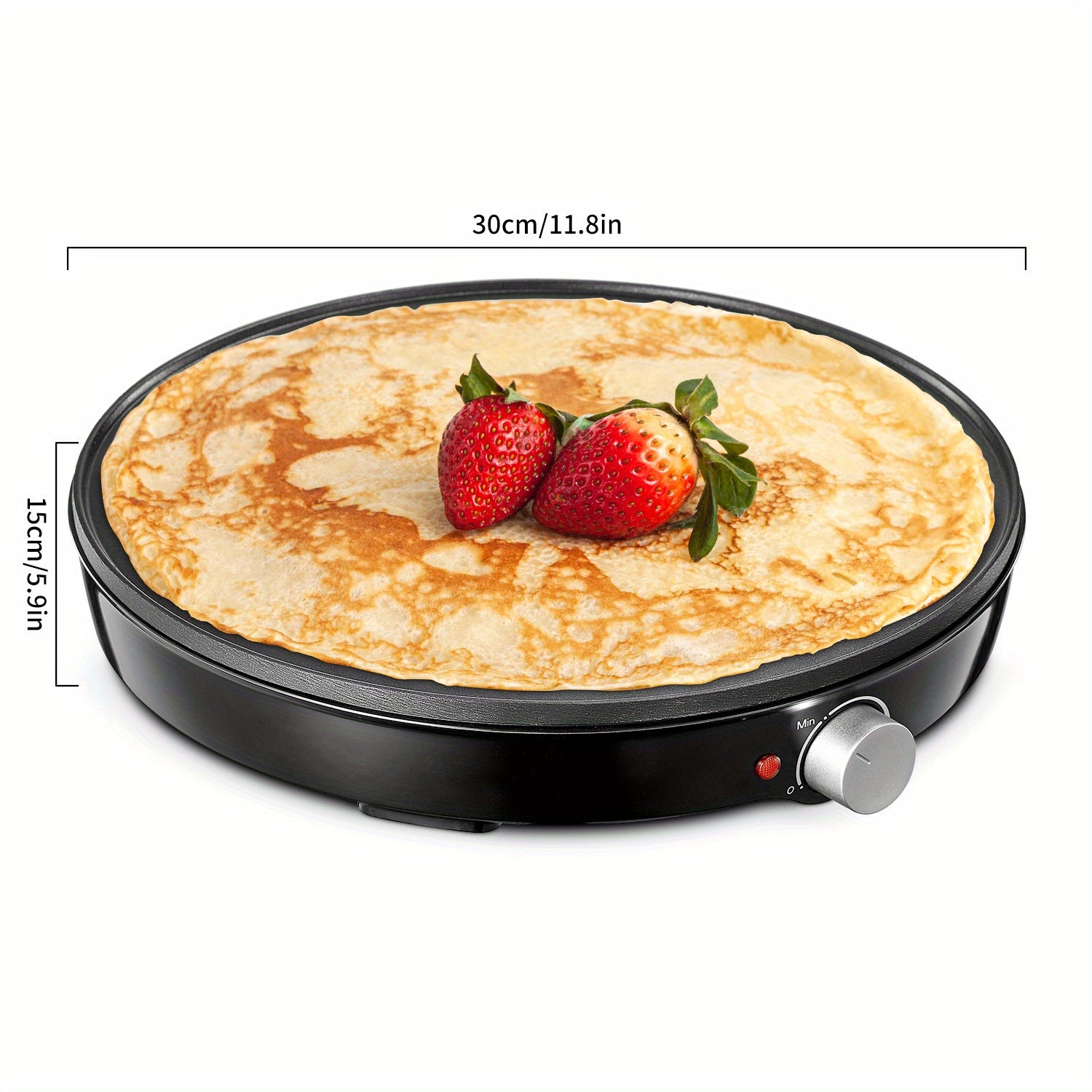 Compact 12 Electric Crepe Maker & Pancake Griddle with Precise Temperature Control, Nonstick Surface, Includes Spatula & Batter Spreader for Eggs, Omelets & Quesadillas