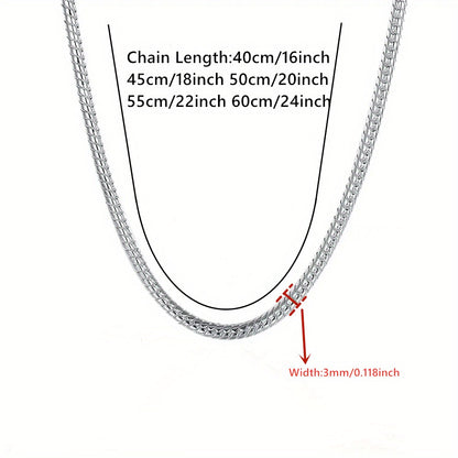 925 Sterling Silver 2mm Snake Chain Necklace for Men - Sleek Snake Bone Chain, Minimalist Men's Fashion Jewelry, Versatile Layering Necklace for Daily Wear & Special Occasions