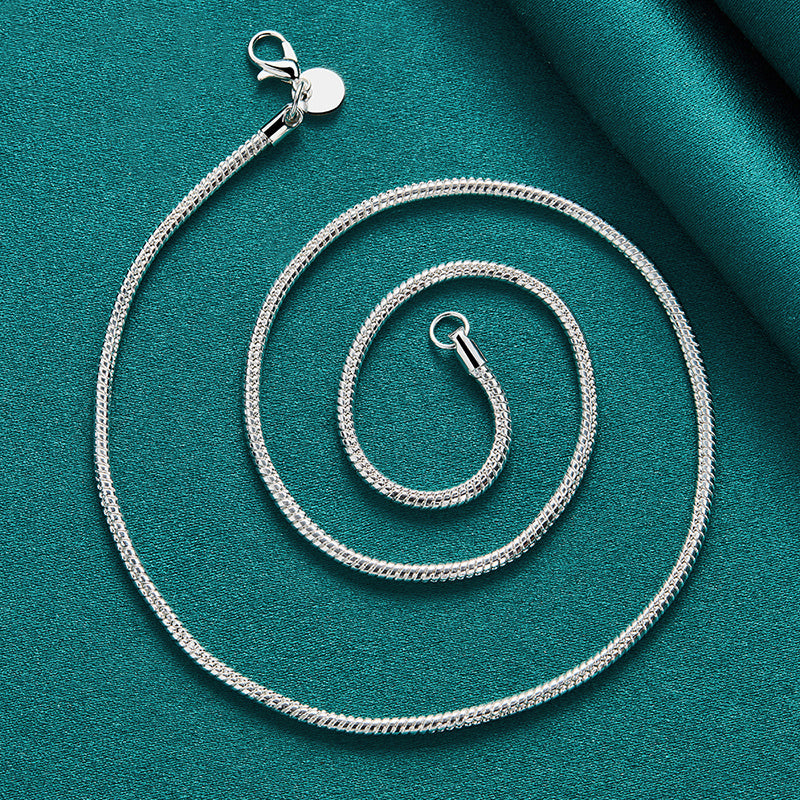 925 Sterling Silver Snake Chain Necklace, 2mm Snake Bone Men's Fashion Necklace