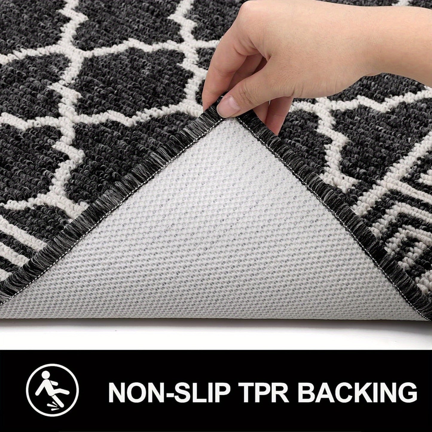 Absorbent Non-Slip Indoor Doormat – Washable Dirt-Resistant Welcome Mat, Low-Profile Design for Entryway, Kitchen & Laundry Room – Black Floor Mat for Home