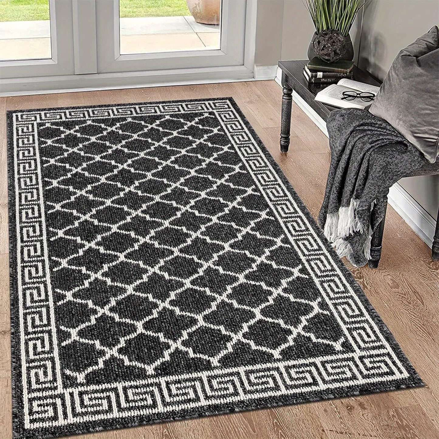 Absorbent Non-Slip Indoor Doormat – Washable Dirt-Resistant Welcome Mat, Low-Profile Design for Entryway, Kitchen & Laundry Room – Black Floor Mat for Home
