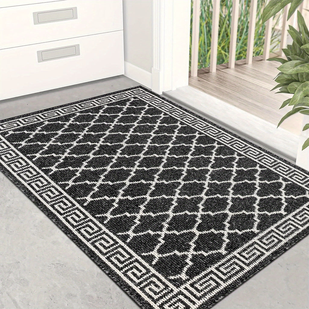 Non-Slip Absorbent Indoor Doormat for The Entryway, Designed to Resist Dirt. This Washable Welcome Mat Features a Low-Profile Design Suitable for Inside Use in Kitchens And Laundry Rooms, Available in Black