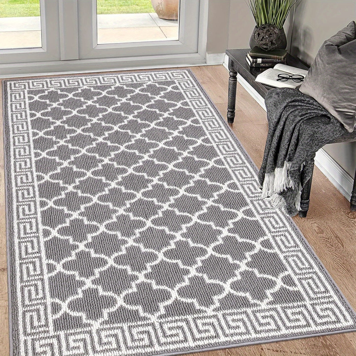 Absorbent Non-Slip Indoor Doormat – Washable Dirt-Resistant Welcome Mat, Low-Profile Design for Entryway, Kitchen & Laundry Room – Black Floor Mat for Home