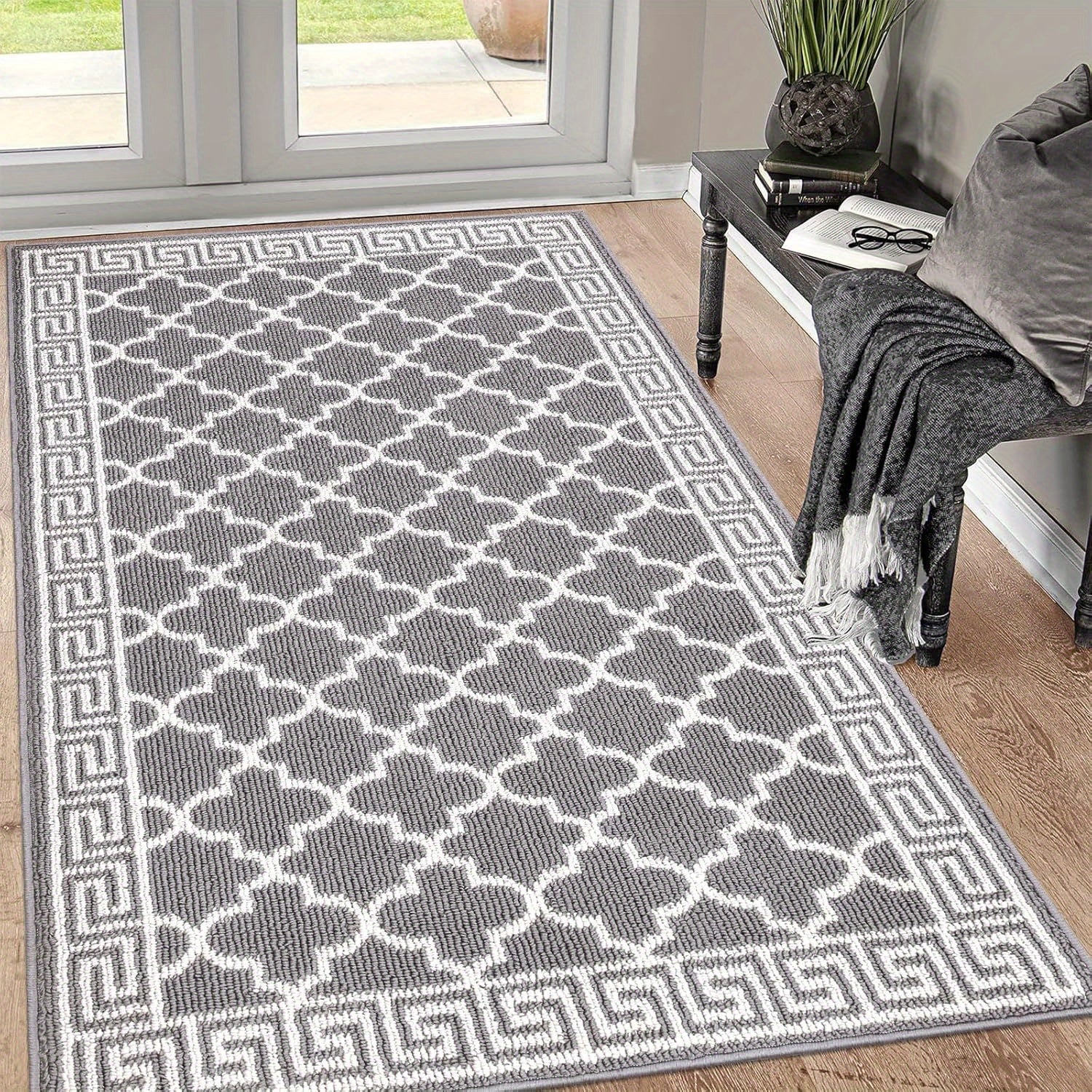 Absorbent Non-Slip Indoor Doormat – Washable Dirt-Resistant Welcome Mat, Low-Profile Design for Entryway, Kitchen & Laundry Room – Black Floor Mat for Home