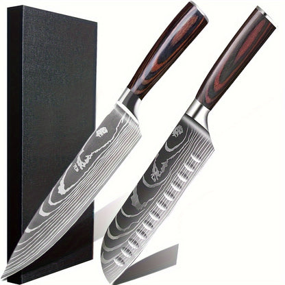 Forged Chef & Santoku Knife Set – 8" Chef Knife + 7" Santoku, Sharp Stainless Steel Forged Blade, Ergonomic Pakkawood Handle, Professional Kitchen Knife Set | ShopVora CA