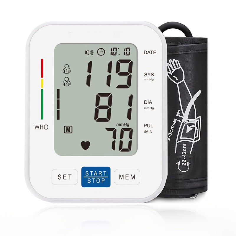 Blood Pressure Monitor for Home Use, Automatic Upper Arm BP Machine with Large Backlit LCD Display, Heart Rate Monitoring, 4 X AA Batteries, 2X120 Reading Memory, Large Adjustable Cuff (8.66-16.54 Inch), Suitable for Elderly And Family Wellness