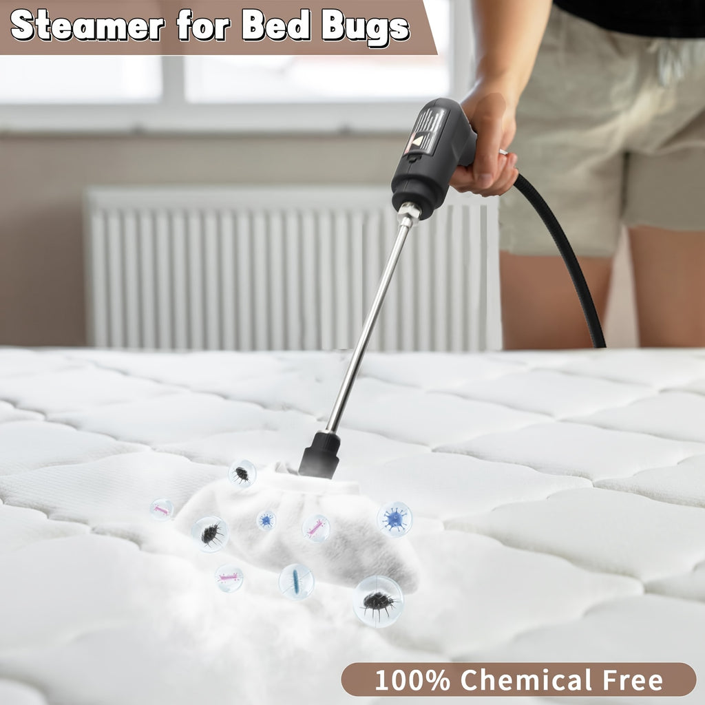 [Upgrade Capacity] Handheld Steam Cleaner, 2500W High Pressure Steam Machine, 54.1oz Water Tank, 3 Levels Adjustable Handle, Portable Cleaning Steamer for Home, Car Detailing, Bed Bugs, Furniture, Grout