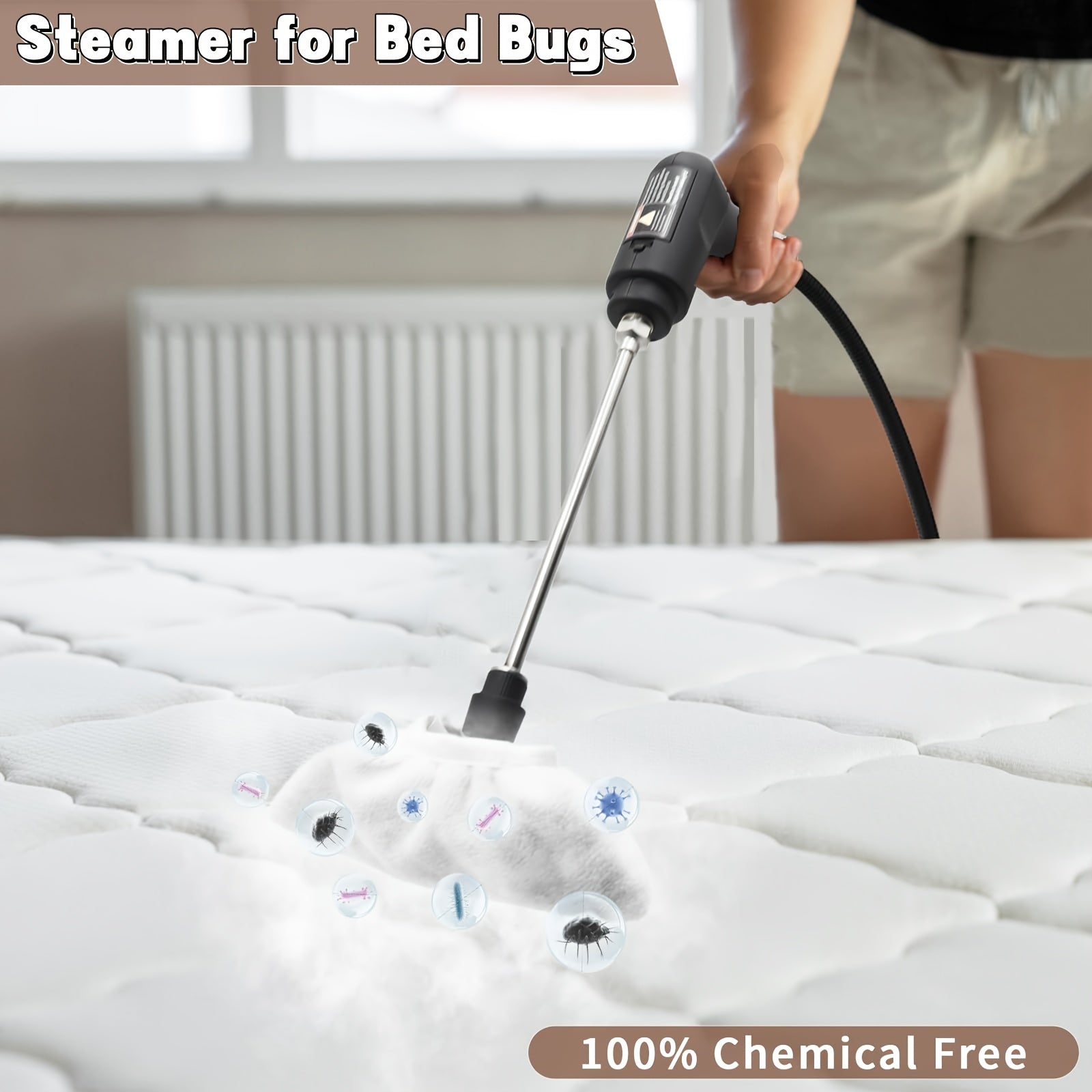 [Upgrade Capacity] Handheld Steam Cleaner, 2500W High Pressure Steam Machine, 54.1oz Water Tank, 3 Levels Adjustable Handle, Portable Cleaning Steamer for Home, Car Detailing, Bed Bugs, Furniture, Grout