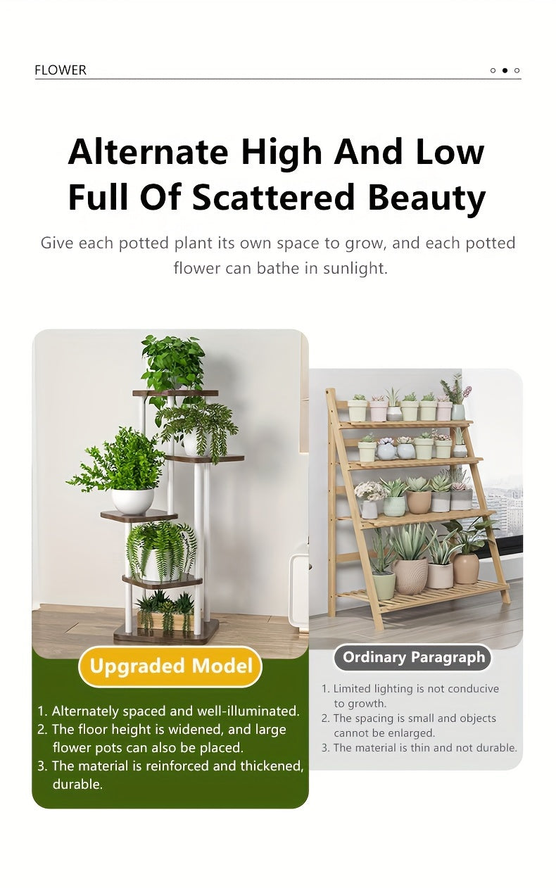 Plant Stand Stand for Flowers Wooden Storage Shelf 4/5/6 Tier Flower Shelf Planter Rack Indoor Display Stand Multiple Flower Pot