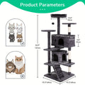Cat Tree, 54-inch Indoor Cat Tree Tower Multi-Level Cat Furniture Activity Center with Scratching Posts House-Style Cat Condo Stand with Playful Toys