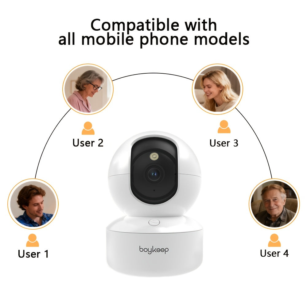 Boykeep 1296P WiFi Smart Camera 3-Pack, 355° Panoramic View, Color Night Vision, Motion Detection, Alarm Push, 2-Way Audio, Dual-Band 2.4GHz/5GHz — Home Security Canada
