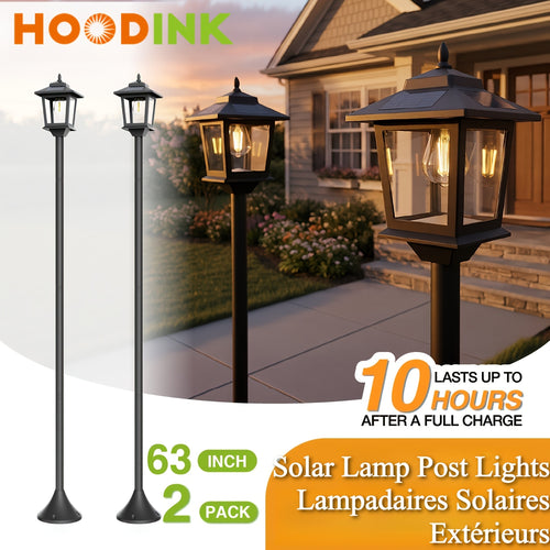 2-Pack Outdoor Solar Lamp Post Lights – Aluminum Waterproof Solar Pillar Lights, Warm White 3000K LED, 2000mAh Battery, 6-10 Hours Runtime – Garden, Pathway, Driveway & Patio Lighting