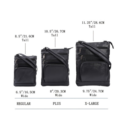 Genuine Leather Shoulder Bag with Adjustable Strap – Multifunctional Messenger Crossbody Handbag with Smartphone Pocket | Regular & Plus Sizes | 10 Colours | ShopVora CA