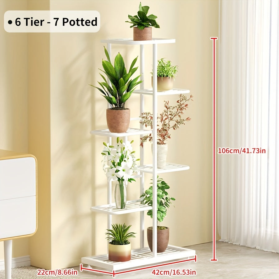 Multi-Tier Iron Plant Stand with Flower Shelf – 4, 5 & 6 Layer Indoor Outdoor Planter Rack for Potted Plants, Balcony, Patio, Living Room & Garden Display