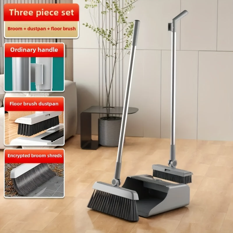 Extra-Long Broom and Dustpan Set with Floor Brush & Window Scraper – Multi-Functional Indoor/Outdoor Sweeping Kit for Tile, Hardwood, Kitchen & Pet Hair Daily Cleaning | ShopVora CA