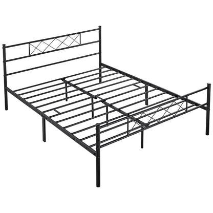 Metal Platform Bed Frame with Cross Design Headboard and Footboard - Industrial Style, 12 Metal Slats, Under-Bed Storage, Twin Full Queen, Black or White, for Bedroom Dorm Apartment Canada