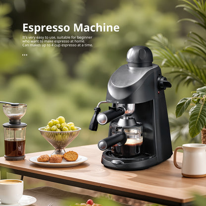 Espresso Machine with Milk Frother Steam Wand 3.5 Bar – Compact Cappuccino & Latte Maker, 4-Cup Espresso Coffee Maker with Steamer, Easy Clean Portafilter, Beginner-Friendly Home Espresso Maker Canada