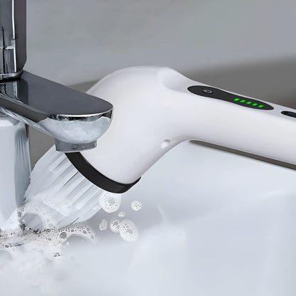 Cordless Electric Spin Scrubber – 9 Replaceable Brush Heads, Extendable Alloy Arm to 125cm, Dual Speed, for Floors, Bathrooms, Bathtubs & Car Cleaning