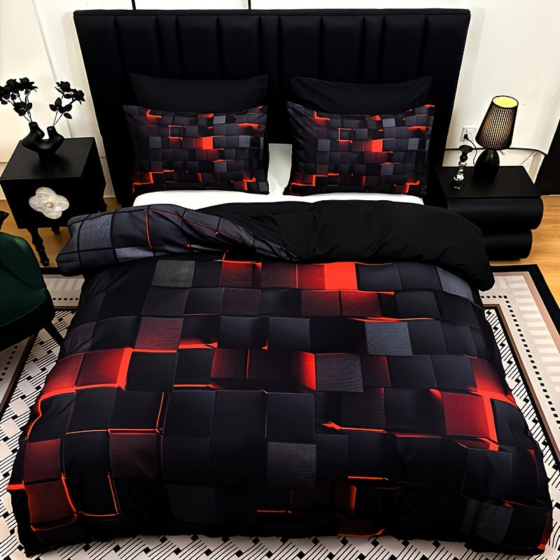 3-Piece Digital Print Duvet Cover Set – All-Season Bedding, 1 Duvet Cover & 2 Pillowcases, Zipper Closure, Machine Washable, Bedroom & Guest Room Décor