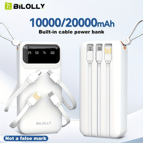 Ultra-Thin Power Bank 10000mAh 20000mAh with Built-In Charging Cable - Slim Portable Charger 5V/2A Fast Charge, LED Display, Dual USB, for iPhone Android iPad Travel Outdoor Canada