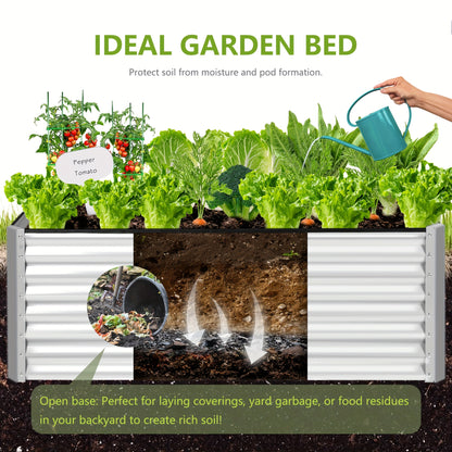 Extra Large Elevated Raised Garden Bed 8x4x2ft – soges Galvanized Planter Box Stand with 3 Ground Stakes & Rubber Feet, Above Ground Garden Kit for Vegetables Herbs Flowers – Patio Backyard