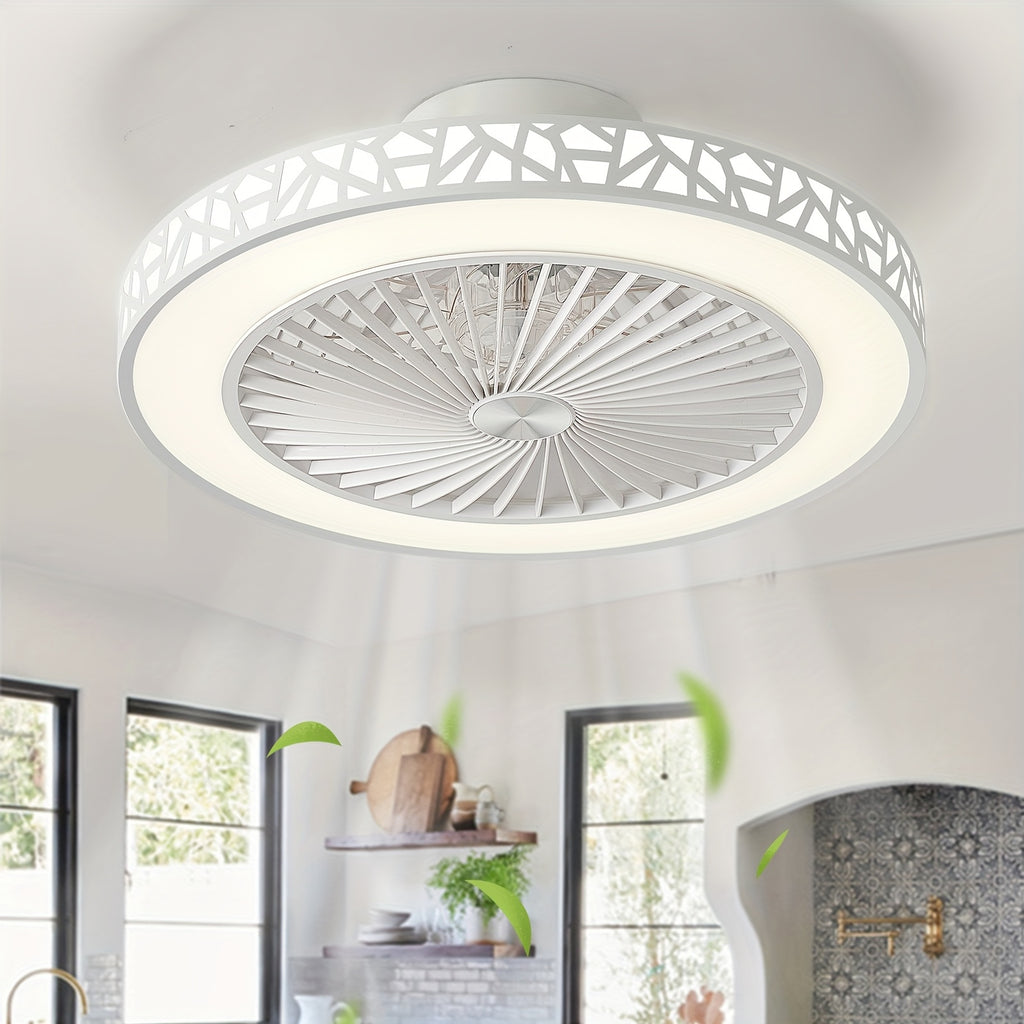 Ceiling Fans with Lights, 19-Inch Low Profile Flush Mount Ceiling Fan Light Fixture 6 Wind Speeds 41W LED Reversible Ceiling Fan with Lights And Remote for Bedroom, Kids Room And Living Room