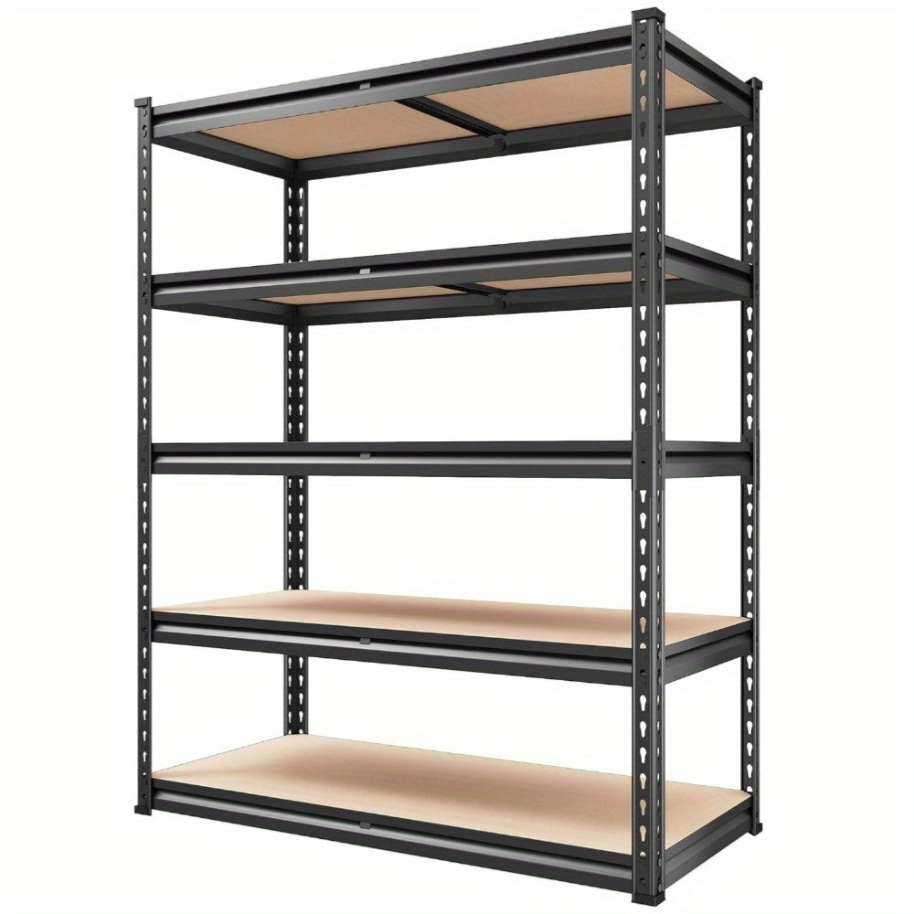 Heavy-Duty Storage Shelves with a Capacity of 2000 Pounds, Featuring Five Tiers And Dimensions of 72 Inches in Height, 35.55 Inches in Width, And 16 Inches in Depth. Ideal for Garages, Basements, Warehouses, And Pantries, Utility Shelves