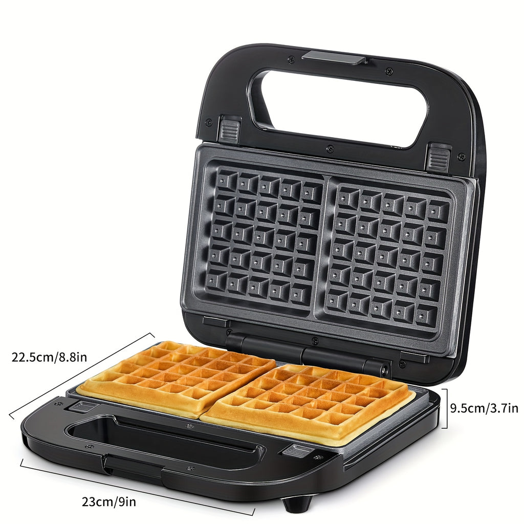 3-in-1 Waffle, Grill & Sandwich Maker with Removable Non-Stick Plates, Panini Press & Waffle Iron Set for Grilled Cheese, Burgers, Steaks & Snacks (Black)