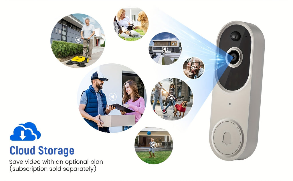 Wireless Video Doorbell, 1080 Security Camera, Night Vision, Intelligent Two-Way Voice, Real-Time Video, Battery Charging, Suitable for Home And Commercial Security Cameras, 2.4G Wifi AI Human Body Detection, Boxing Day for Home Security Doorbell