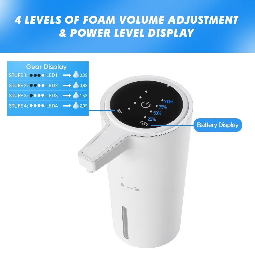 Recently Enhanced Touchless Smart Soap Dispenser Featuring an Infrared Sensor with a Detection Range of 0-40Mm, Equipped with a 1800Mah Rechargeable Battery And a 13.53oz Capacity. Available in Both Liquid And Foam Versions