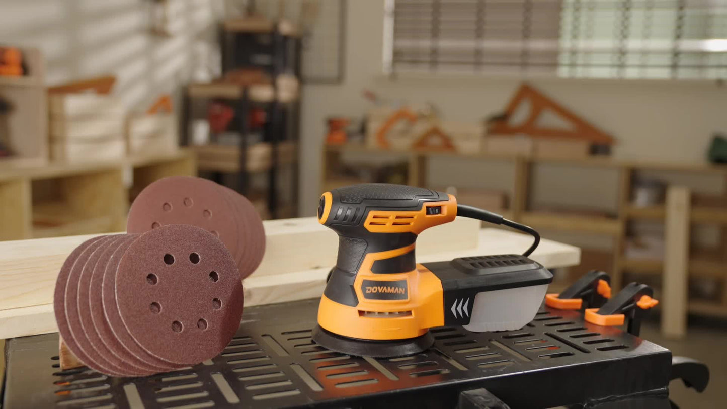 Random Orbital Sander 3A 13000RPM – 6 Variable Speeds, 12pcs Sandpapers, 5in Pad, Dust Collection, Electric Sander for Wood Metal PVC Woodworking Canada
