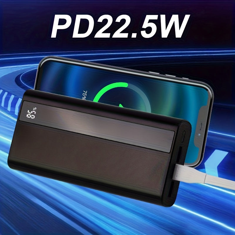 Fast Charging Power Bank 10000mAh/20000mAh with Built-in Cables, PD 20W iPhone & QC3.0/22.5W Android, USB-A/Type-C/Micro Port, LED Display – Portable Charger for Travel & Camping