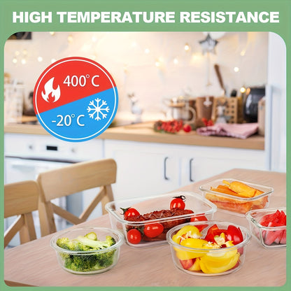 24-Piece Glass Fresh Box Set (12 Lids + 12 Boxes) Multi-Size – Leakproof Airtight Refrigerator Sealed Lunch Bento Containers for Meal Prep & Food Storage