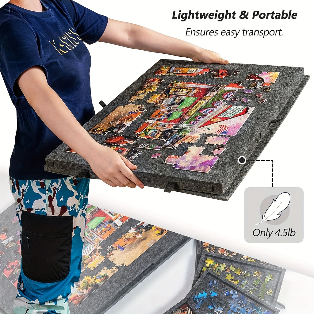 Puzzle Board with 6 Sliding Drawer Organizers for 1500 Pieces - Portable 23.6"x31.5" Puzzle Table with Storage & 2 Puzzle Boxes, Family Game Gift
