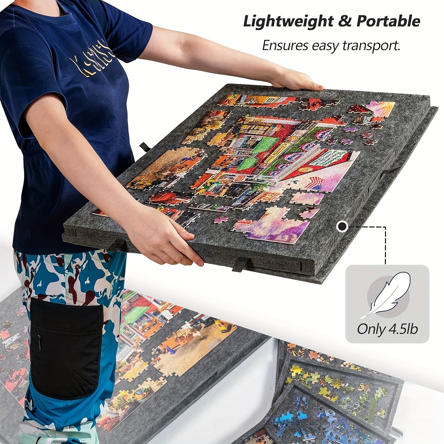 Puzzle Board with 6 Sliding Drawer Organizers for 1500 Pieces - Portable 23.6"x31.5" Puzzle Table with Storage & 2 Puzzle Boxes, Family Game Gift