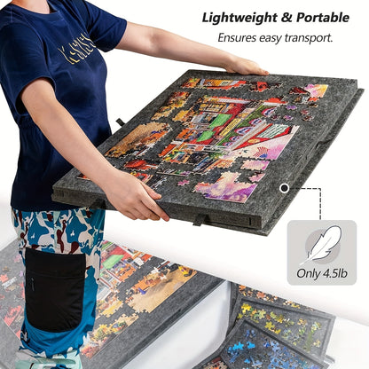 Puzzle Board with 6 Sliding Drawer Organizers for 1500 Pieces - Portable 23.6"x31.5" Puzzle Table with Storage & 2 Puzzle Boxes, Family Game Gift