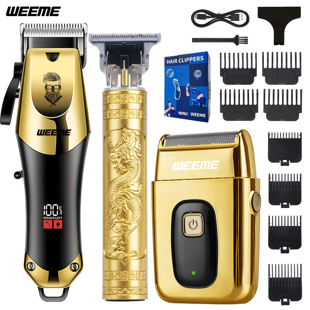 Professional Hair Clipper Set with T-Blade Zero Gap Trimmer – USB Rechargeable LCD Display, 2pcs/3pcs Men’s Electric Hair Cutting Kit, Portable Home Travel Grooming, Father’s Day Gift | ShopVora CA