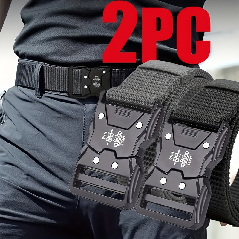 2 Men's Adjustable Belts - Durable PP Material, Embossed Design, Perfect for Casual Wear, Outdoor Sports, And Training, Casual Belt | Adjustable Belt | Durable Belt