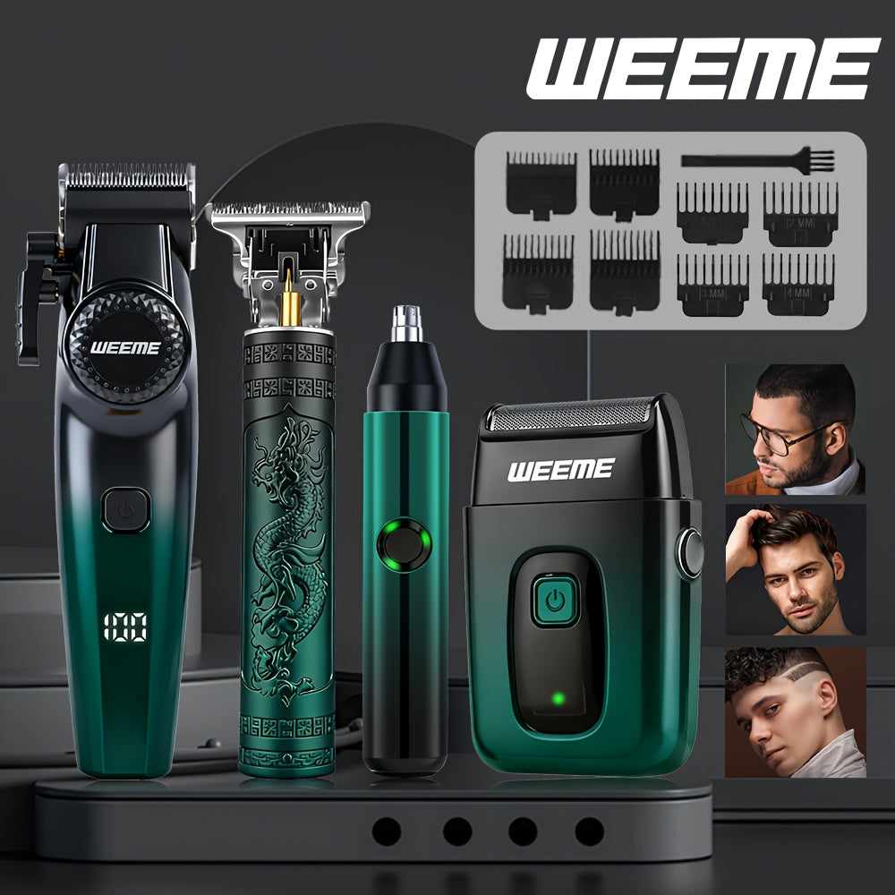 4-in-1 Hair Clipper Kit for Men – WEEME Cordless Trimmer & Electric Shaver Set, Nose Body Bald Head Grooming, LED Display, Precision Cutting, USB Rechargeable, Home & Barber Use | Canada