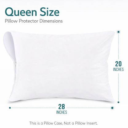 4-Pack Waterproof Zippered Pillow Protectors – Soft Noiseless Microfiber Pillow Encasements, Breathable & Machine Washable, Protects Against Dust, Dirt & Moisture – Queen & Standard Size