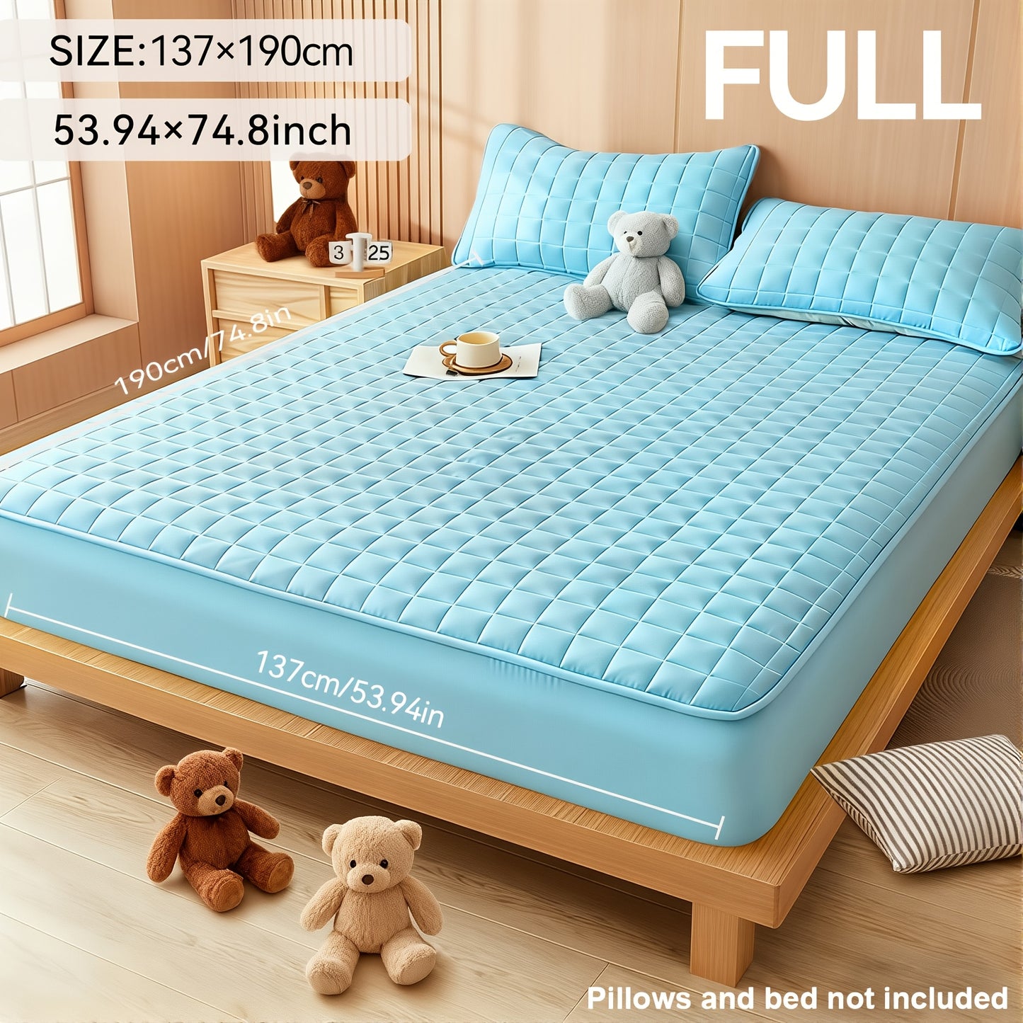 Waterproof Mattress Protector Cover Fitted Sheet Thickened Breathable Mattress Topper Pad Twin Full Queen King Size Bedroom Guest Room Hotel Comfortable Durable Bed Cover