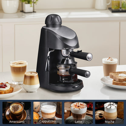 Espresso Machine with Milk Frother Steam Wand 3.5 Bar – Compact Cappuccino & Latte Maker, 4-Cup Espresso Coffee Maker with Steamer, Easy Clean Portafilter, Beginner-Friendly Home Espresso Maker Canada