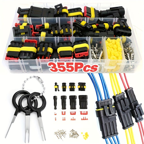 355pcs Automotive Electrical Connector Terminals Kit, 1/2/3/4 Pin Wire Plugs for Vehicle Repair & Wiring — Easy Install, Waterproof, Universal Car Electrical Connectors Canada
