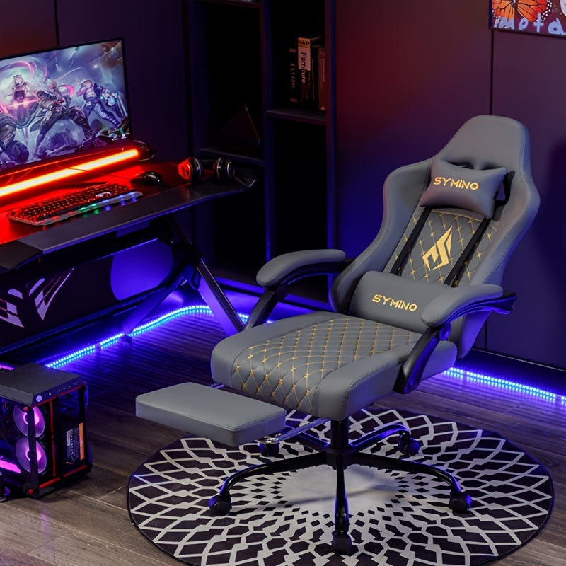 SYMINO Ergonomic Gaming Chair Adjustable Lumbar Support Footrest Memory Foam Heavy Duty PU Leather 360° Swivel Office Chair for PC Gaming Home Office Black Gray Canada