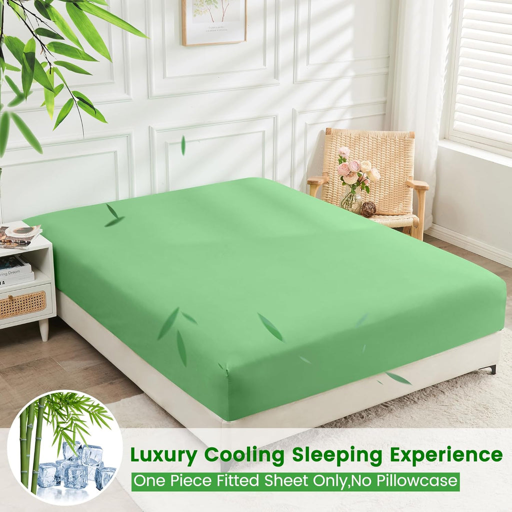 Bamboo Bed Sheet Set 3/4pcs – Soft Breathable Deep Pocket Sheets for Hot Sleepers, Durable Stitching, Twin Full Queen King, 11 Colours Including Assorted