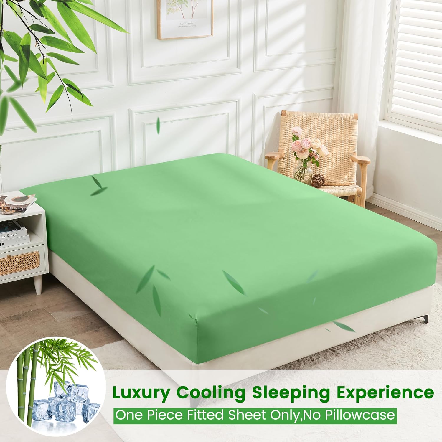 Bamboo Bed Sheet Set 3/4pcs – Soft Breathable Deep Pocket Sheets for Hot Sleepers, Durable Stitching, Twin Full Queen King, 11 Colours Including Assorted