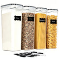 Airtight Food Storage Containers with Lids, 4pcs 94.68oz Pasta Containers for Pantry Organization and Storage, Kitchen Organization for Spaghetti, Flour, Sugar and Noodles, Black
